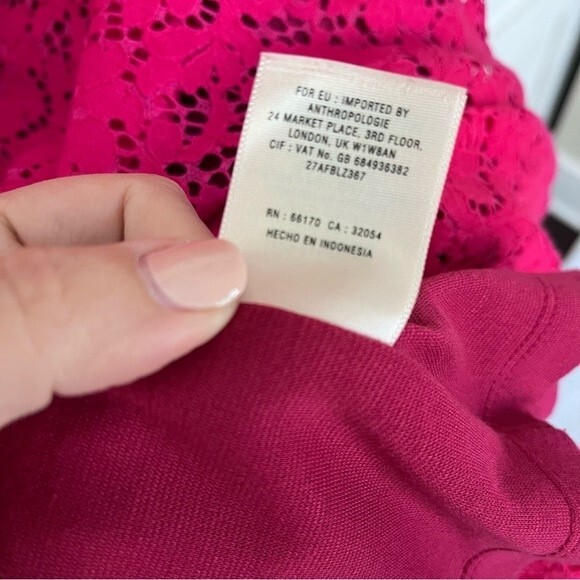 Anthropologie Deletta Pink Lace Dress Open Cutout Back Fit & Flare Sz. Medium - Picture 8 of 8